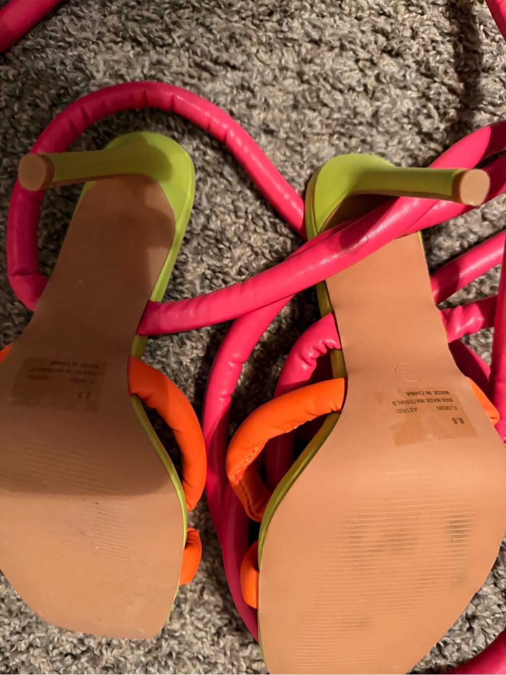 Pink & Orange Strappy Women's Sandals - Picture 7 of 9